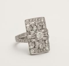 French Deco Style Platinum and Diamond Ring - 225340