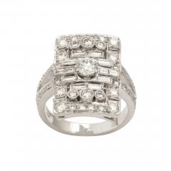 French Deco Style Platinum and Diamond Ring - 226028