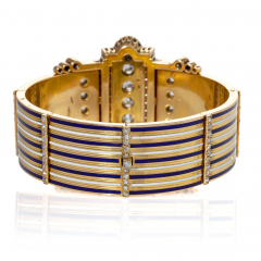 French Diamond and Enamel Jarreti re Bangle Bracelet - 2624405