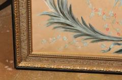 French Directoire Period Floral Painted Panel in Gilded Frame circa 1790 - 3422857