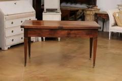 French Directoire Style 19th Century Walnut Table with Folding Top Tapered Legs - 3544448