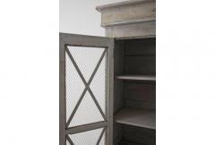 French Directoire Style Bookcase Cabinet With Chicken Wire Front - 631492