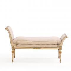 French Directoire Style Painted Gilt Wood Diminutive Chaise Lounge C 1920 - 4770144