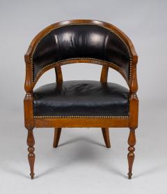 French Directoire Walnut Leather Desk Chair - 4307871