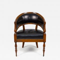 French Directoire Walnut Leather Desk Chair - 4312126