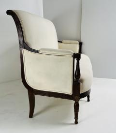 French Directoire Walnut Sofa with Linen Upholstery Three Seats - 4284107