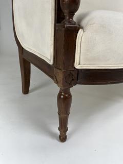 French Directoire Walnut Sofa with Linen Upholstery Three Seats - 4284109