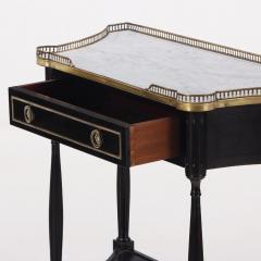 French Directoire style ebonized mahogany marble top console table C 1950  - 3733018