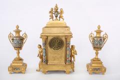 French Dore Bronze Mounted Champleve Garniture Set - 1944023