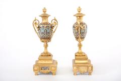 French Dore Bronze Mounted Champleve Garniture Set - 1944048