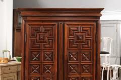 French Early 17th Century Louis XIII Period Walnut Armoire with Geometric Motifs - 3416827