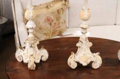 French Early 18th Century Rococo Gray and Cream Painted Candlesticks Sold Each - 3604428