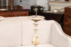 French Early 18th Century Rococo Gray and Cream Painted Candlesticks Sold Each - 3604460