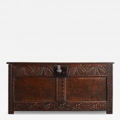 French Early 19th Century Carved Oak Coffer - 4698906