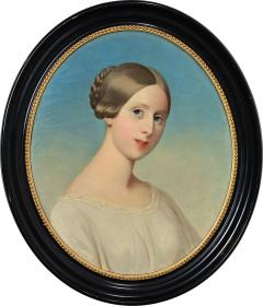French Early 20th Century Framed Oval Portrait - 4596010