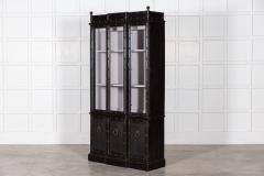French Ebonised Faux Bamboo Beech Glazed Breakfront Bookcase Vitrine - 2960631