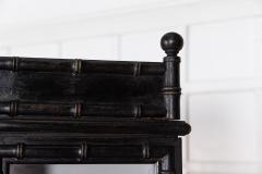 French Ebonised Faux Bamboo Beech Glazed Breakfront Bookcase Vitrine - 2960639