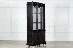 French Ebonised Faux Bamboo Beech Glazed Breakfront Bookcase Vitrine - 4227837