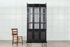 French Ebonised Faux Bamboo Beech Glazed Breakfront Bookcase Vitrine - 4227838