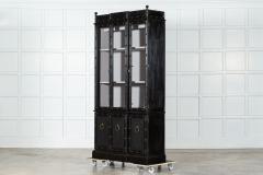 French Ebonised Faux Bamboo Beech Glazed Breakfront Bookcase Vitrine - 4227839