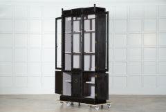 French Ebonised Faux Bamboo Beech Glazed Breakfront Bookcase Vitrine - 4227840