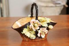 French Ecole de Fontainebleau Barbotine Jardini re Basket with Floral D cor - 3420343