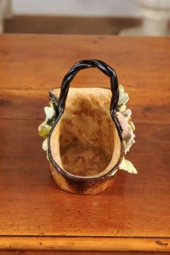 French Ecole de Fontainebleau Barbotine Jardini re Basket with Floral D cor - 3420354