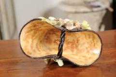 French Ecole de Fontainebleau Barbotine Jardini re Basket with Floral D cor - 3420415