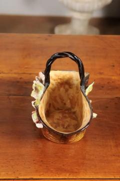 French Ecole de Fontainebleau Barbotine Jardini re Basket with Floral D cor - 3420426