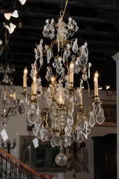 French Eight Light Crystal Chandelier with Gilt Metal Armature and Pendeloques - 3422651