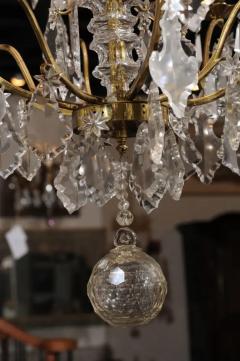 French Eight Light Crystal Chandelier with Gilt Metal Armature and Pendeloques - 3422669
