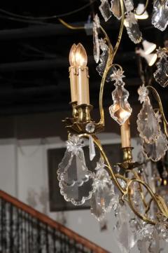 French Eight Light Crystal Chandelier with Gilt Metal Armature and Pendeloques - 3422679