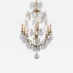 French Eight Light Crystal Chandelier with Gilt Metal Armature and Pendeloques - 3435380