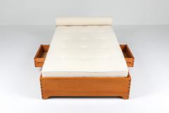 French Elm Daybed in Boucle Wool 1960s - 1220997