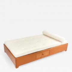 French Elm Daybed in Boucle Wool 1960s - 1221815