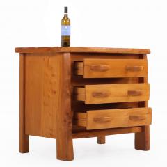 French Elm Three Drawer Brutalist Dresser C 1970 - 4735806