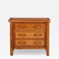 French Elm Three Drawer Brutalist Dresser C 1970 - 4738698