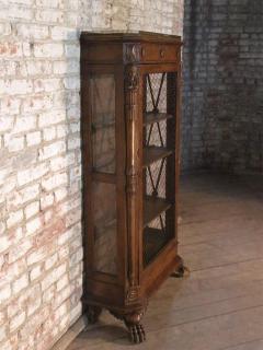 French Empire 19th Century Walnut Bookcase Cabinet - 627098