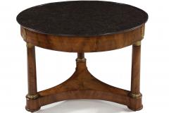 French Empire Antique Burl Walnut Center Table with Black Marble Top circa 1815 - 4497081