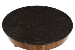 French Empire Antique Burl Walnut Center Table with Black Marble Top circa 1815 - 4497083