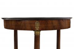French Empire Antique Burl Walnut Center Table with Black Marble Top circa 1815 - 4497084