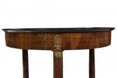 French Empire Antique Burl Walnut Center Table with Black Marble Top circa 1815 - 4497087