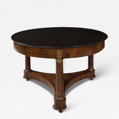 French Empire Antique Burl Walnut Center Table with Black Marble Top circa 1815 - 4498010