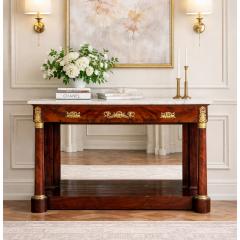 French Empire Antique Mahogany Gilt Bronze Marble Pier Table circa 1820 - 4569061