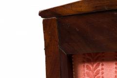 French Empire Armchair with Red Floral Striped Damask Upholstery - 4650290