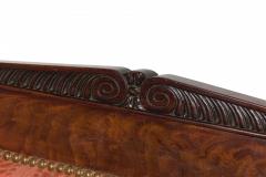 French Empire Armchair with Red Floral Striped Damask Upholstery - 4650291
