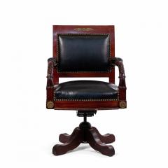 French Empire Black Leather Swivel Chair - 1424701