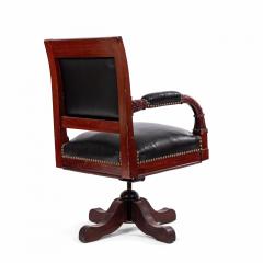 French Empire Black Leather Swivel Chair - 1424705