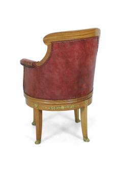 French Empire Blond Mahogany Swivel Leather Chair With Bronze Trim - 2798633