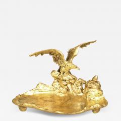 French Empire Bronze Dore Inkwell with Eagle - 4325880